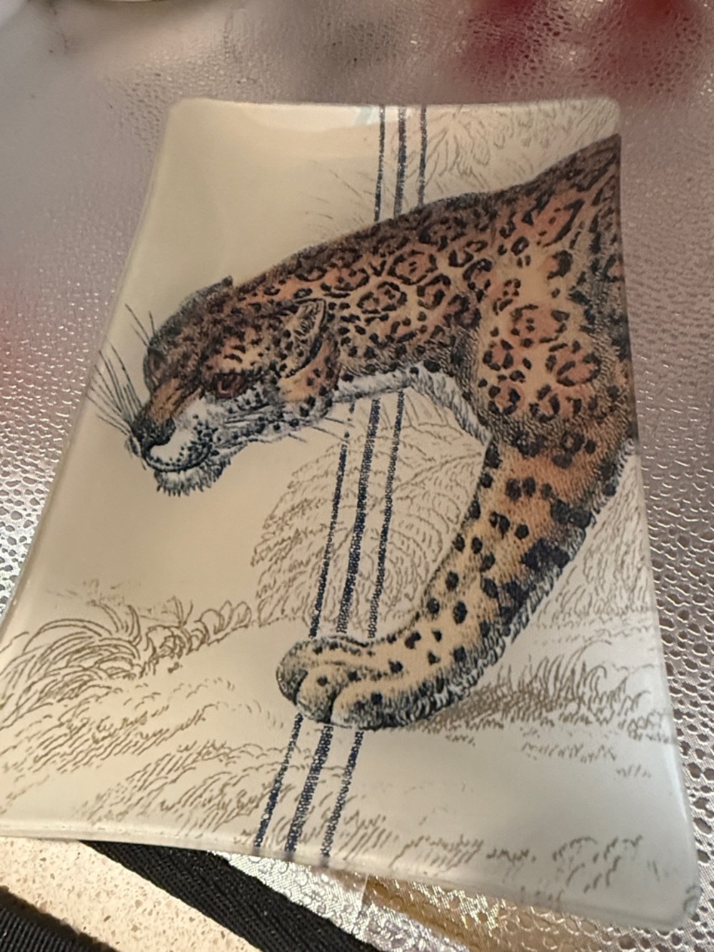 Pottery Barn Leopard Decorative Tray in Cream, Brown, Black